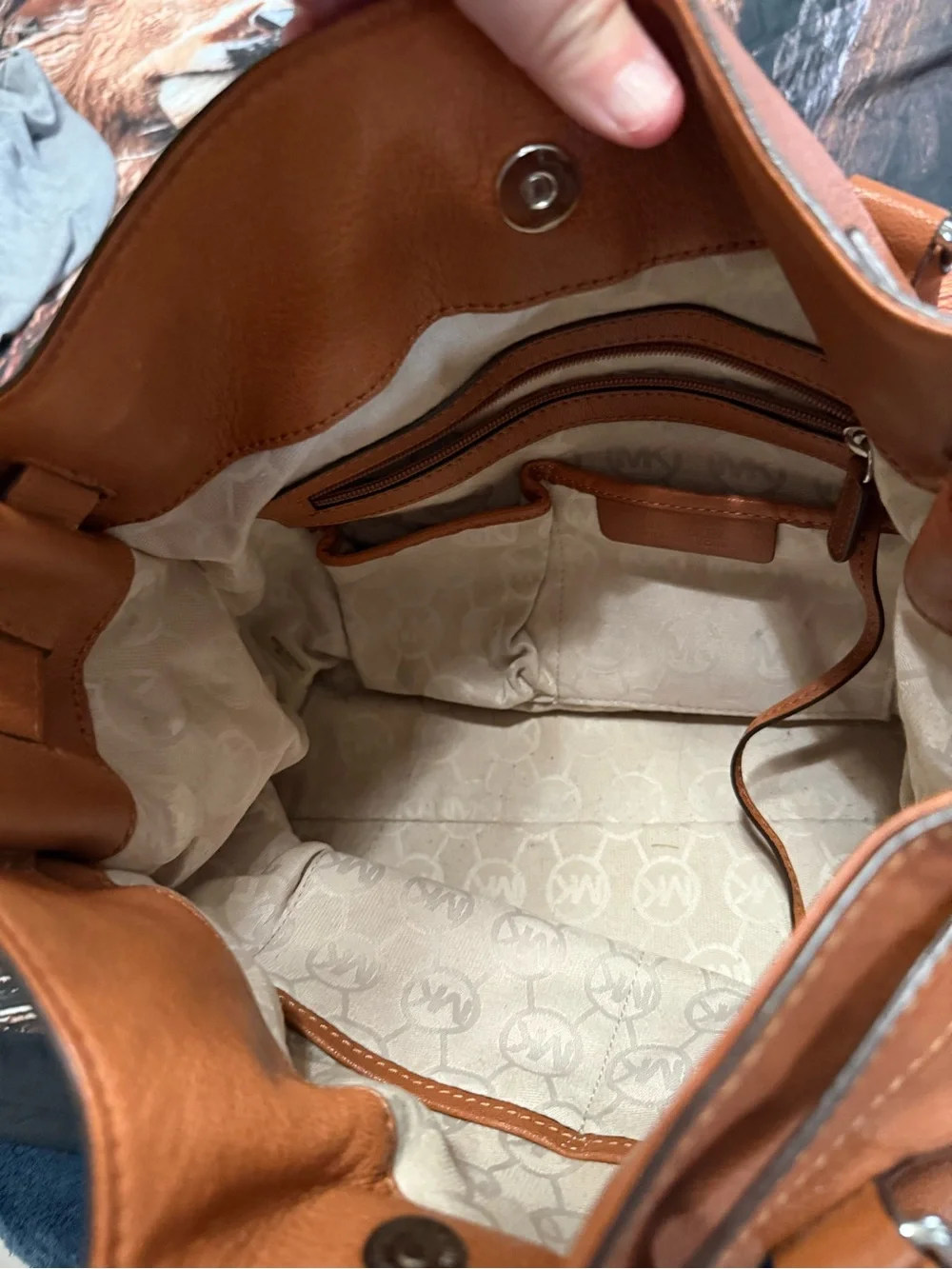 Michael Kors Cognac Leather Tote with MK Padlock